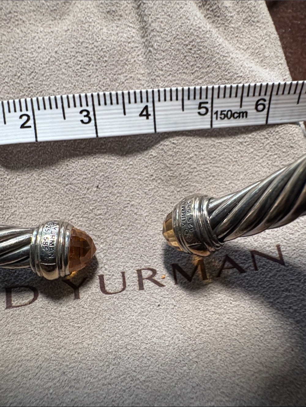 David Yurman Sterling Cable Cuff Citrine Terminal Silver Yellow reasonable offer - Picture 5 of 14
